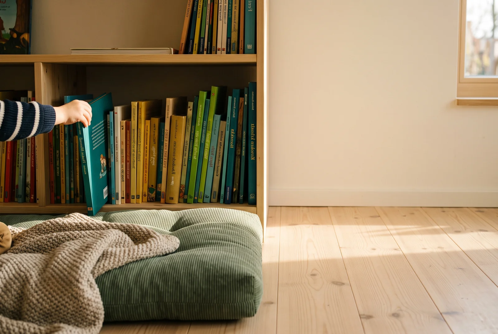Leseecke mit Bilderbüchern in der KiTa